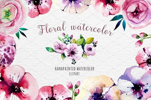 Floral watercolor set 水彩  装饰素材