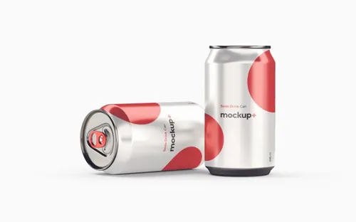 苏打泡沫可乐易拉罐饮料包装贴图设计样机模板 Soda Drink Can PSD Mockup