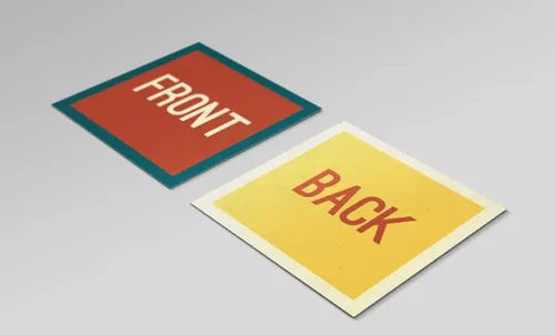 方形名片贴图样机Square Business Card Mock-up