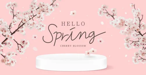 粉色春季桃花节春天樱花网页横幅海报PSD模板素材