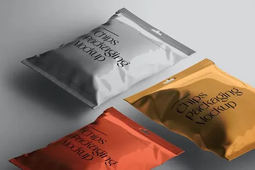 膨化零食塑封袋食品包装设计贴图展示样机PSD模板 Chips