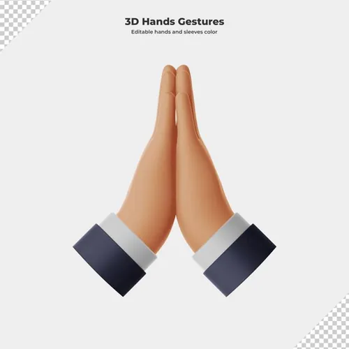 卡通三维立体手势设计装饰素材 3d cartoon hand gesture rendering