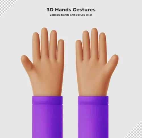 卡通三维立体手势设计装饰素材 3d cartoon hand gesture rendering