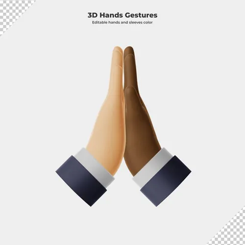 卡通三维立体手势设计装饰素材 3d cartoon hand gesture rendering