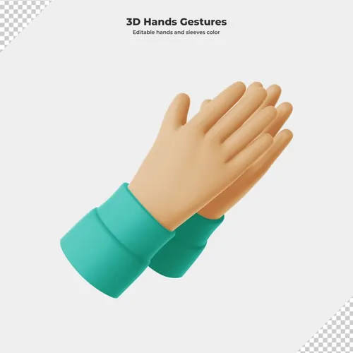 卡通三维立体手势设计装饰素材 3d cartoon hand gesture rendering
