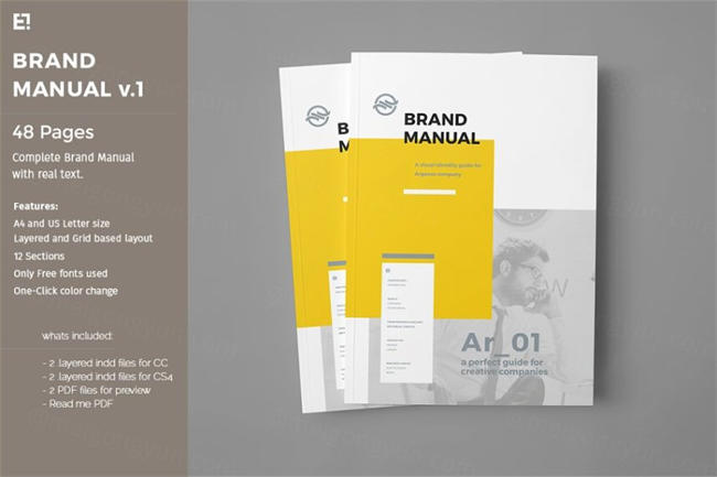 高品质的时尚高端多用途的品牌手册画册楼书杂志设计模板 brand manual 797334