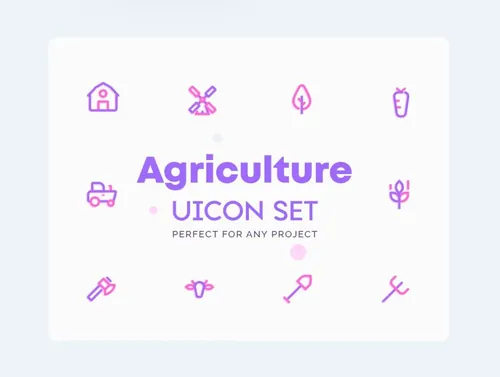 农场农业主题图标集Farm , Agriculture Icons Set