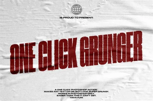 一键式复古做旧污垢垃圾字体效果PS动作素材 One Click Gru