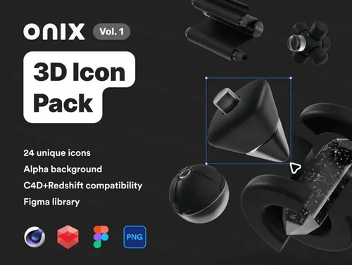 高质量C4D三维渲染抽象3D插画图标合辑 Onix vol.