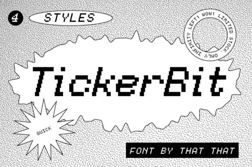新复古未来派像素现代装饰英文字体 Tickerbit Pixel Font