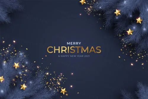 深蓝金色系列圣诞节装饰新年促销海报EPS矢量模板素材