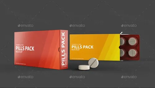 Pills Package Blister Box Mock-up 药盒包装模型