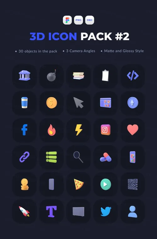 高分辨率三维渲染图标合集包 3D Icon Pack