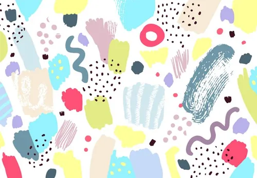 80~90年代孟菲斯风格儿童素描手绘笔刷复古抽象几何流体渐变形状图案