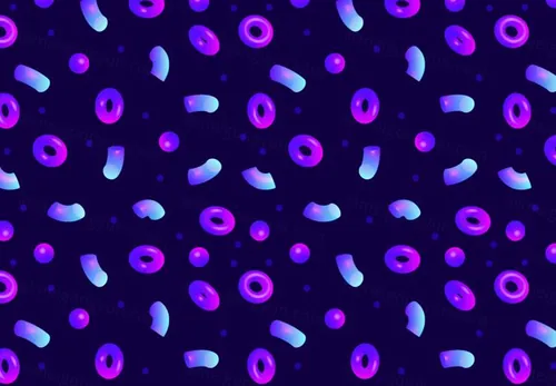 80~90年代孟菲斯风格复古抽象几何3D流体渐变形状无缝拼接图案