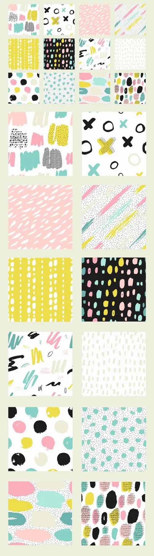 80~90年代孟菲斯风格复古潮流手绘笔刷抽象几何背景形状图案