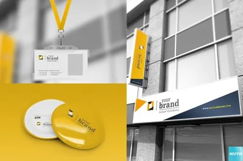 高品质的多用途时尚品牌设计门头设计VI样机展示模型mockups