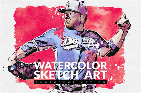 水彩素描艺术效果照片处理ps动作下载