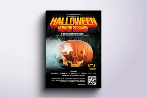 年万圣节活动宣传海报Halloween Party Poster amp;amp; Flyer v5