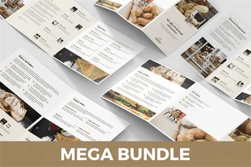 5合1面包店折页宣传单设计模板合集 Bakery – Brochures Bundle