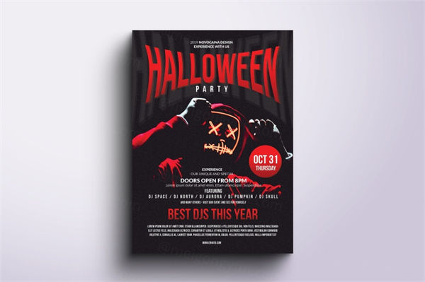 万圣节主题派对活动宣传海报传单设计模板v4 Halloween Party Poster