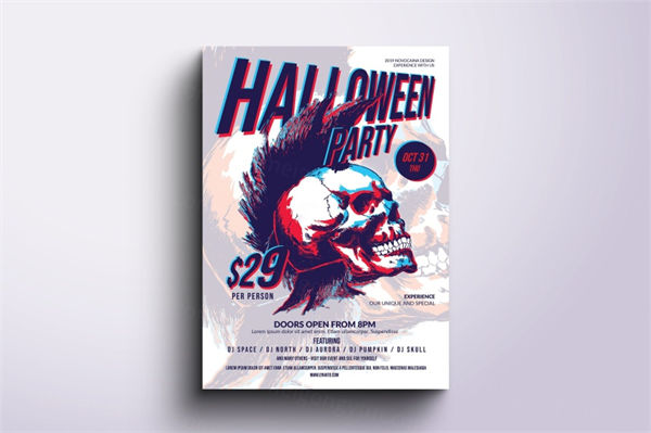 万圣节时尚派对活动海报传单设计模板V6 Funky Halloween Poster