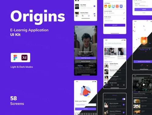在线移动教育电子课堂APP应用程序UI界面素材 Origins - C