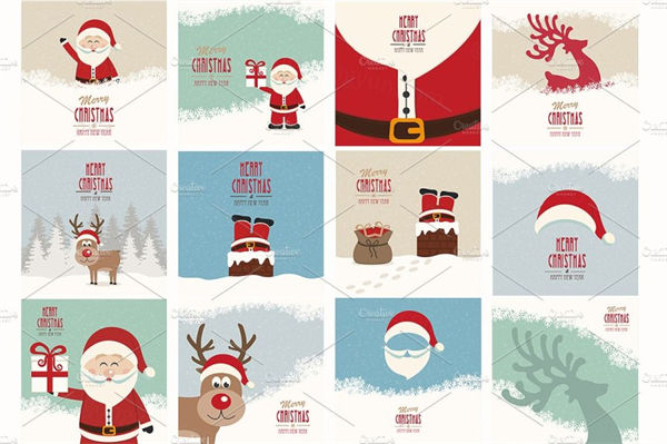24个复古圣诞插画贺卡卡片设计素材24-Vintage-Christmas-Pack
