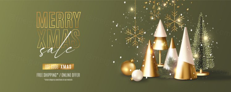 绿色金色经典配色圣诞节促销海报贺卡矢量模板素材 Christmas sale banner template