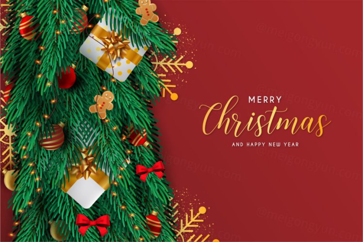 绿色金色经典配色圣诞节促销海报贺卡矢量模板素材 Christmas sale banner template