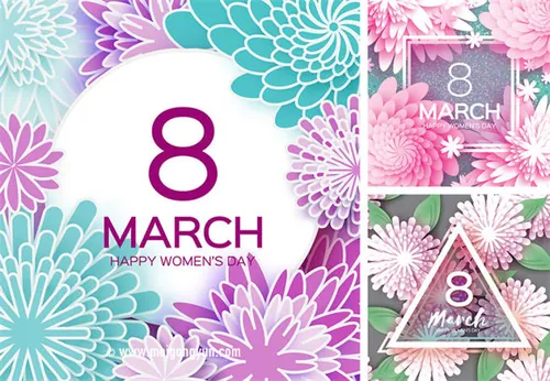 三八妇女节女人节矢量花纹海报Happy Women\'s Day