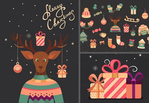 圣诞节卡通矢量元素Christmas cartoon