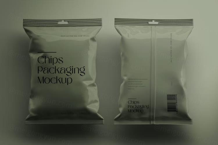 膨化零食塑封袋食品包装设计贴图展示样机PSD模板 Chips