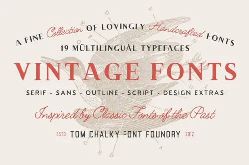 复古的字体素材包 The Handcrafted Vintage Fonts Pack