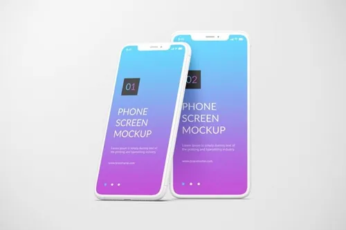 单色成对的的iPhone 11 手机样机（PSD）