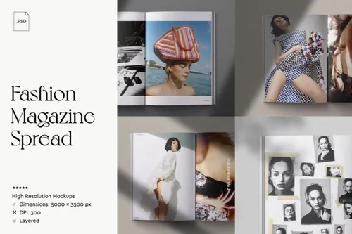 时尚杂志画册内容展示样机模板