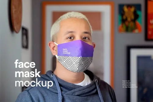 时尚的人物场景的口罩样机（PSD）