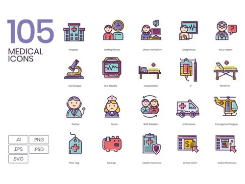 可爱的医学主题图标套装Medical Icons