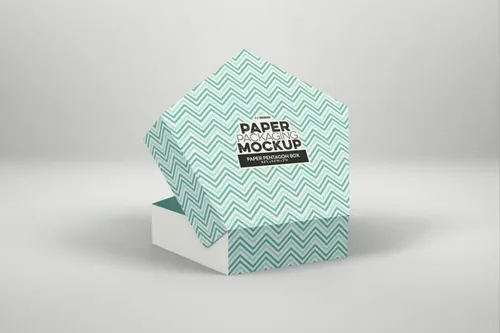 五角大楼风格糕点盒包装模型（PSD）