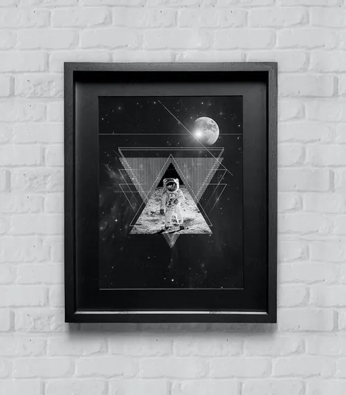 高端奢华风格海报框架样机（PSD）