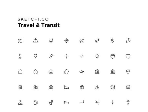 旅行交通相关的图标套装Travel  Transit Icons