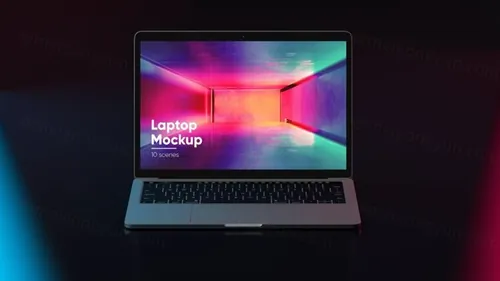 黑色霓虹灯iPhone和MacBook样机（PSD）