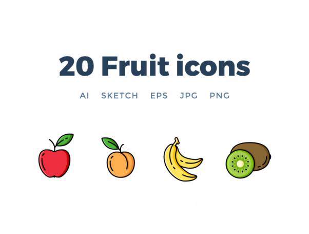 绘制精良的水果图标套装下载Fruit Icons
