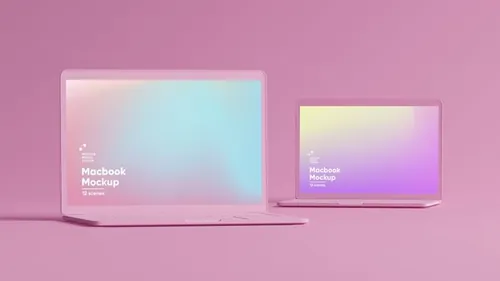 粉色IPhone和MacBook抽象样机下载（PSD）