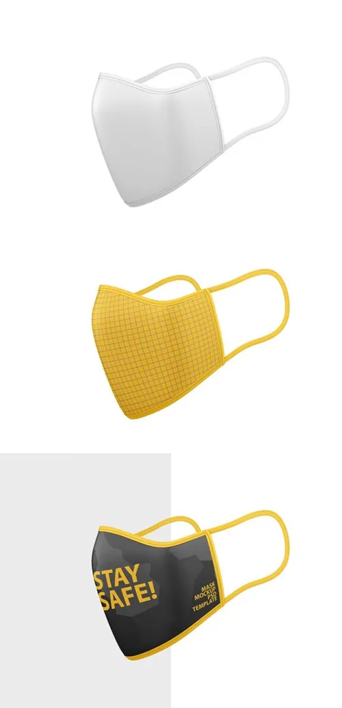 口罩面罩侧视图展示样机