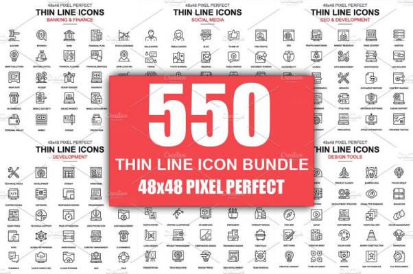 商业细线业务图标 Thin Line Business Icons