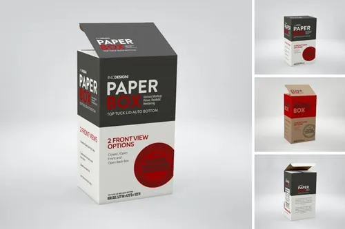 纸上盖折叠盒和自动底部包装样机（PSD）