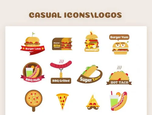 72个快餐汉堡食品图标下载Fast Food Icons  Logos
