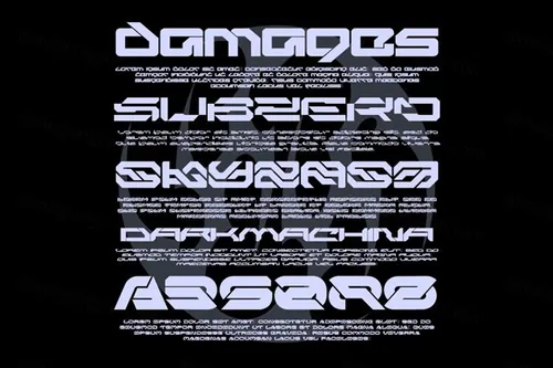 潮流未来派赛博朋克科幻机能服装设计海报排版英文装饰字体 3X