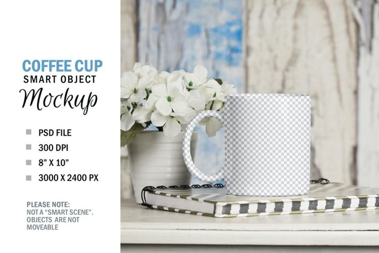 桌面上的咖啡杯马克杯样机 Coffee Cup Mug Mockup on Table Top